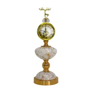 1 Pcs Make a Statement with Our Exquisite Golden Table Clock - A Timeless and Elegant Piece That Enhances Any Decor!