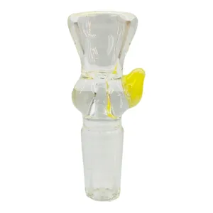 14mm Flower Bowl - Clear Martini Shape Funnel Bong Bowl Piece With Color Dot - Yellow