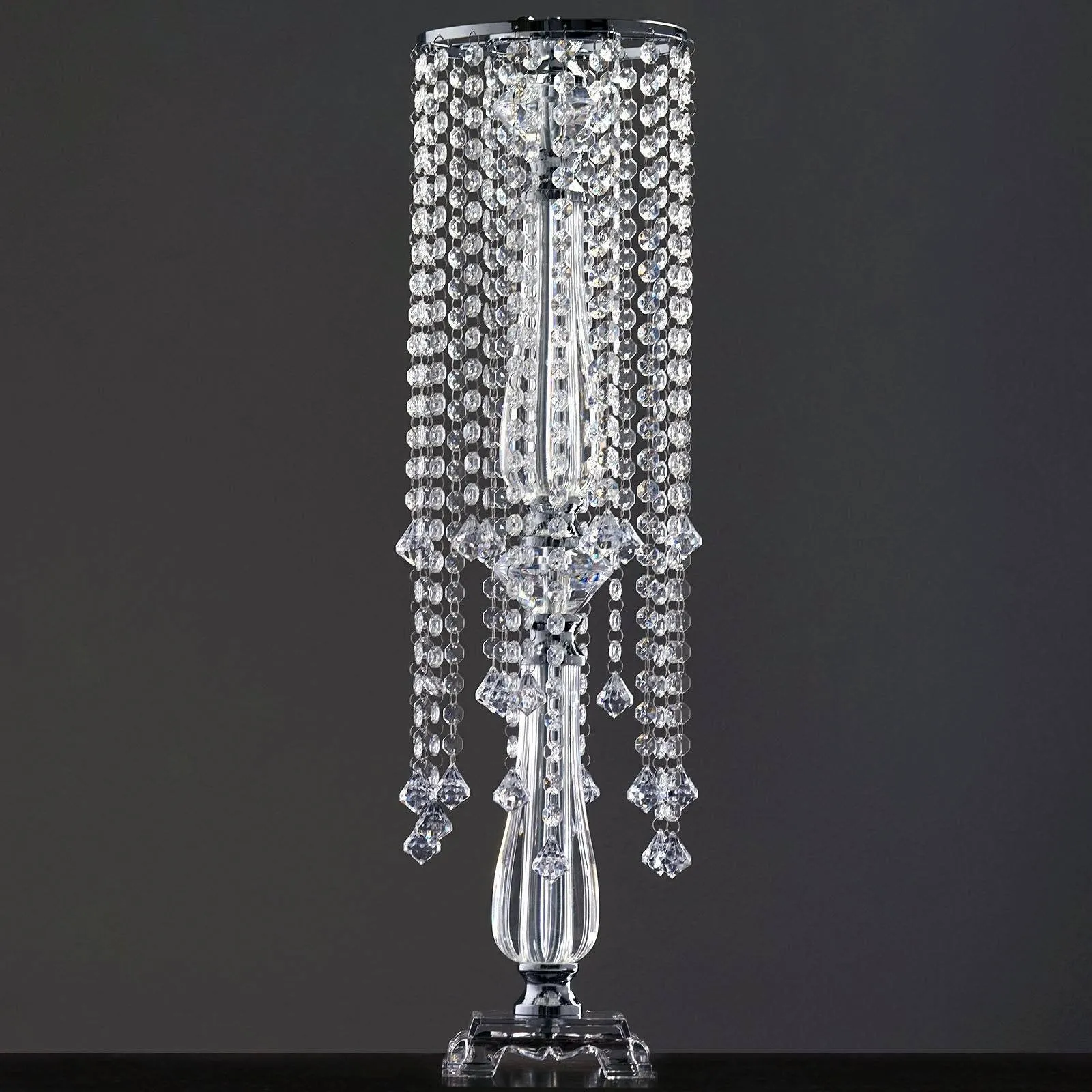 19 Hanging Crystals with Large Teardrops Diamond Crystal Chandelier Wedding Centerpiece - 28" tall