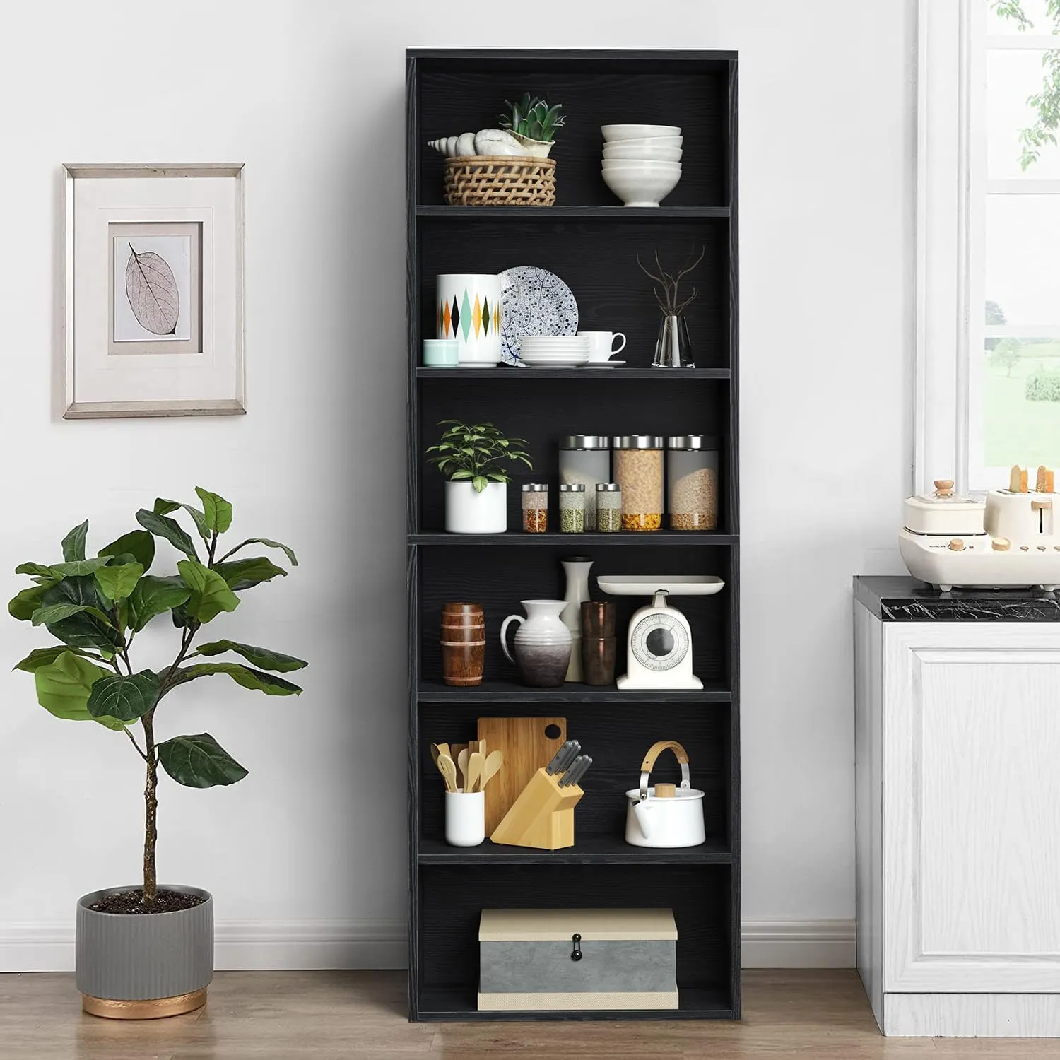 21.9" Width 6 Tiers Modern Minimalist Floor Bookshelf