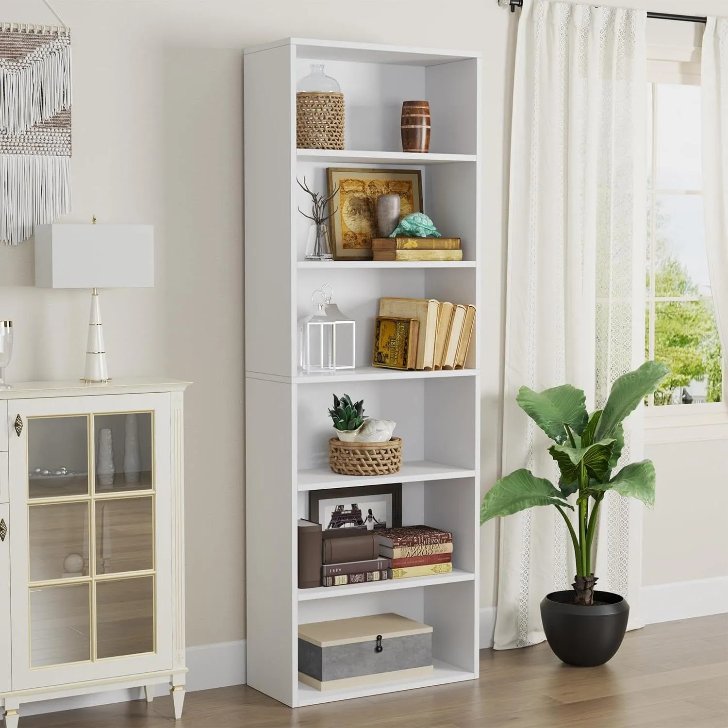 21.9" Width 6 Tiers Modern Minimalist Floor Bookshelf