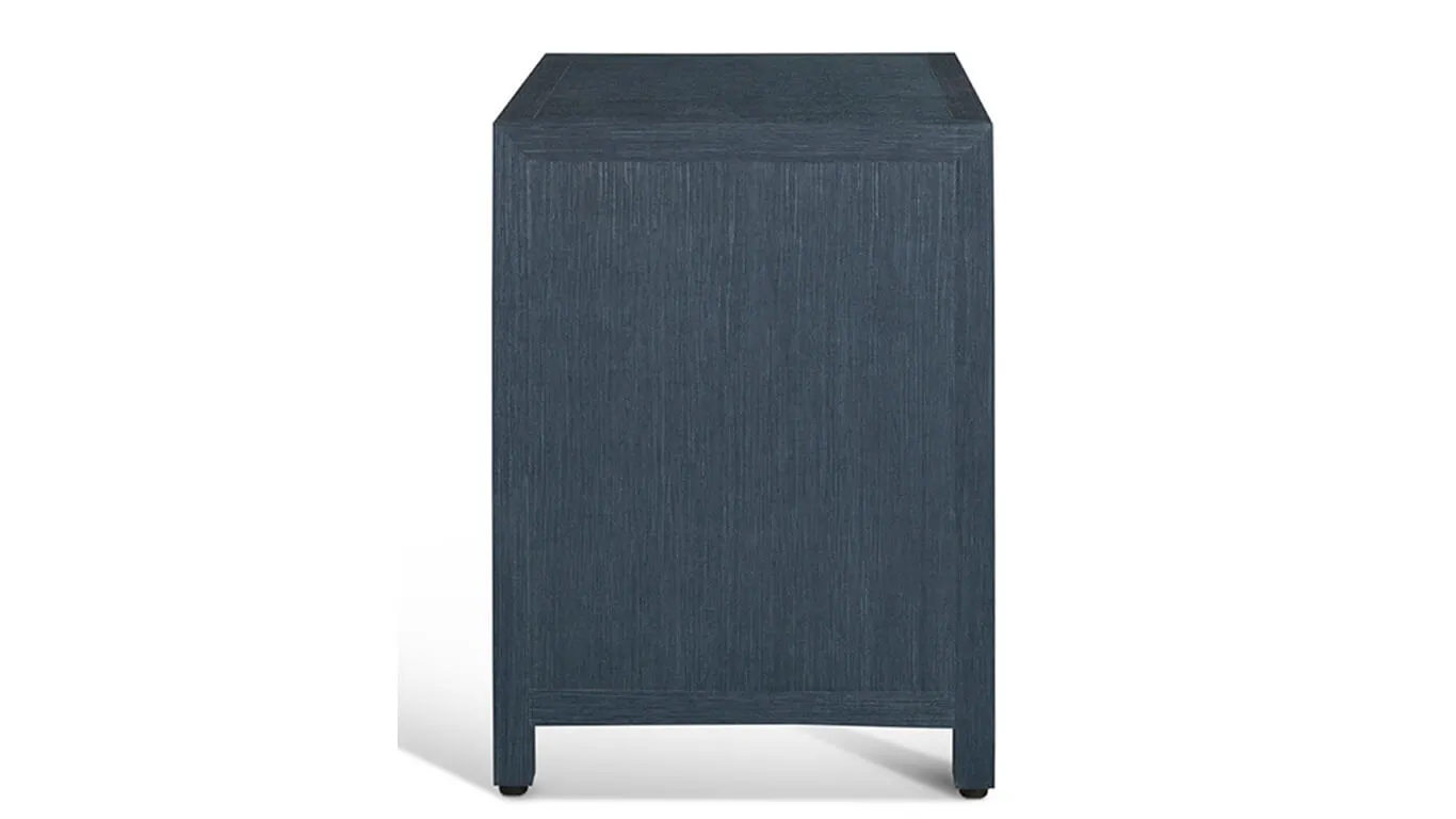 3 Drawer Raffia Nightstand In Indigo Blue