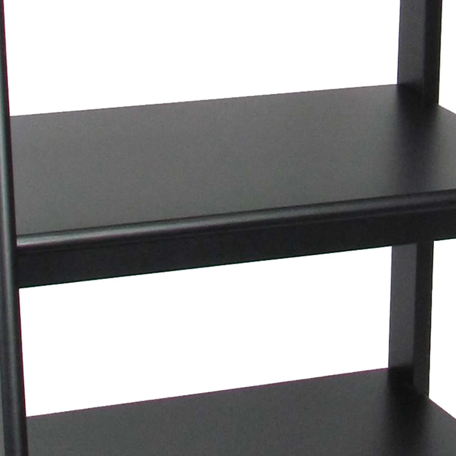 3 Tier Wooden Storage Ladder Stand With Open Back And Sides, Black By Benzara