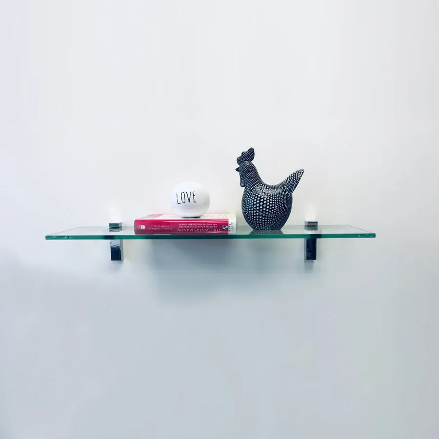 4 3/4" X 18" Flamingo Floating Glass Shelves - 2 Brackets Included with Each Shelf