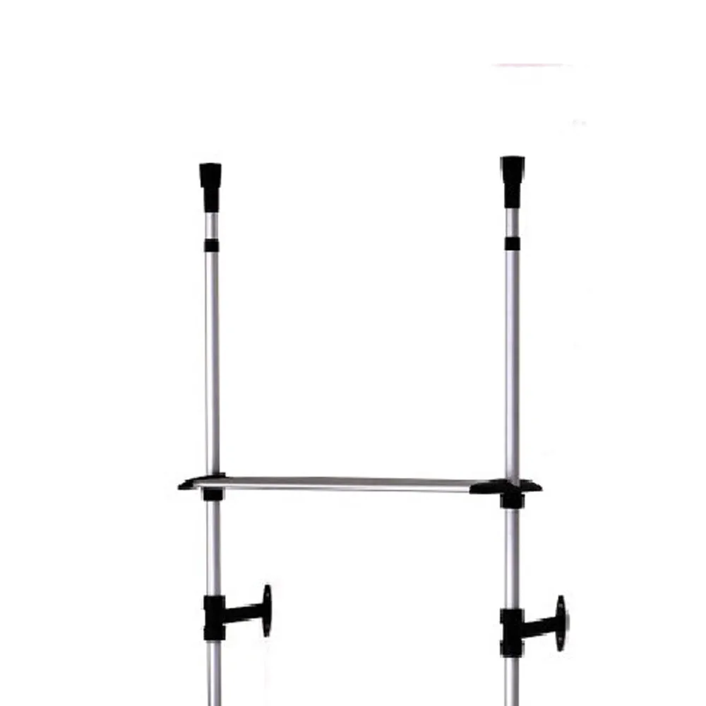 4 Tier Telescopic Metal Frame Clothes Rack, Silver And Black By Benzara