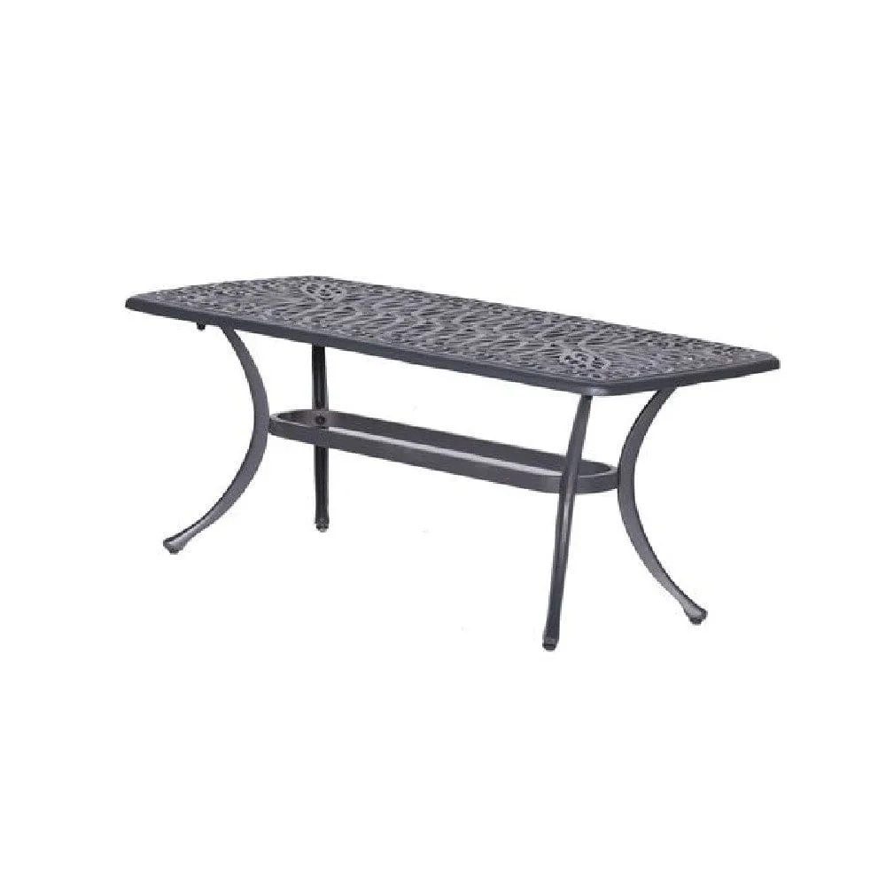 42 Inch Arbor Rectangular Outdoor Metal Coffee Table, Gunmetal Gray By Casagear Home