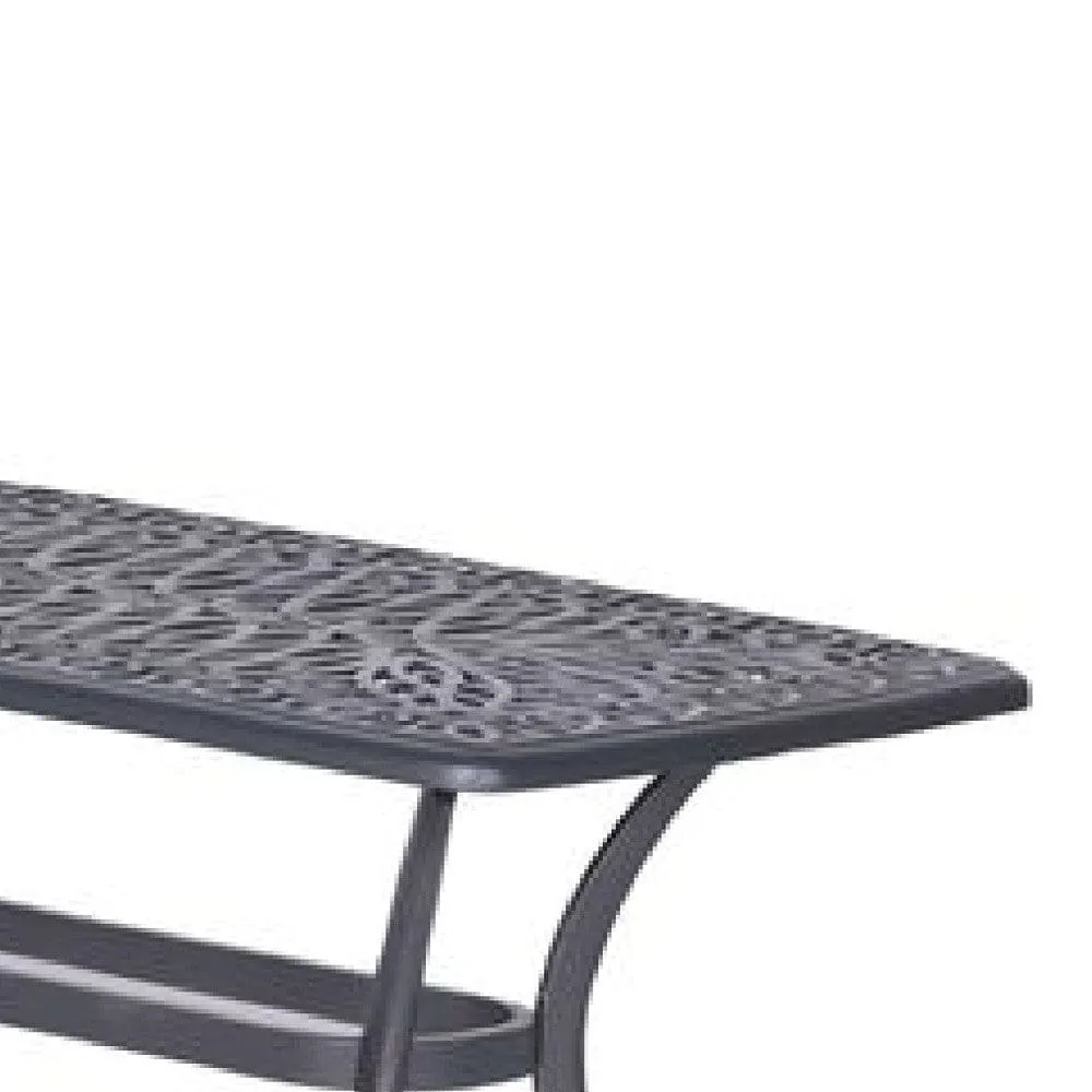 42 Inch Arbor Rectangular Outdoor Metal Coffee Table, Gunmetal Gray By Casagear Home