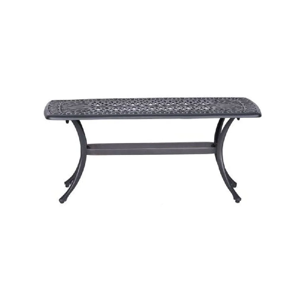 42 Inch Arbor Rectangular Outdoor Metal Coffee Table, Gunmetal Gray By Casagear Home