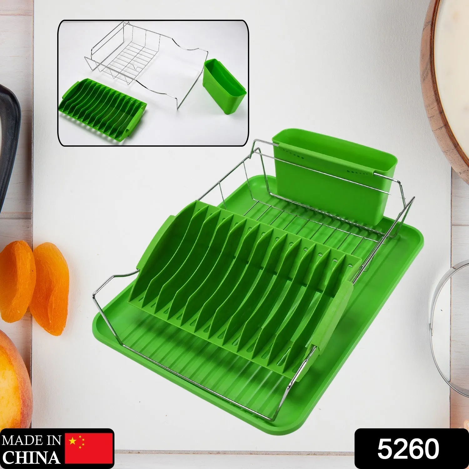 5260 Dish Rack with Plastic Tray For Home & Kitchen Use