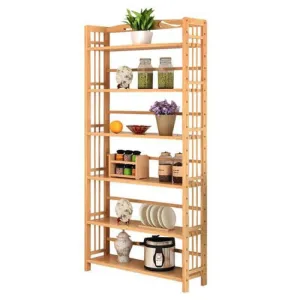 6 Tier Shelf bamboo Bookcase Bookshelf