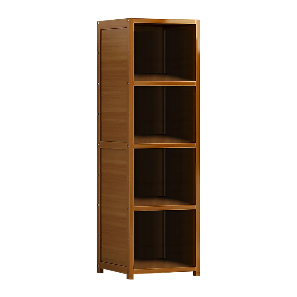 Adjustable Bamboo Shelf Bookcase with 4 Shelves, 8kg Weight