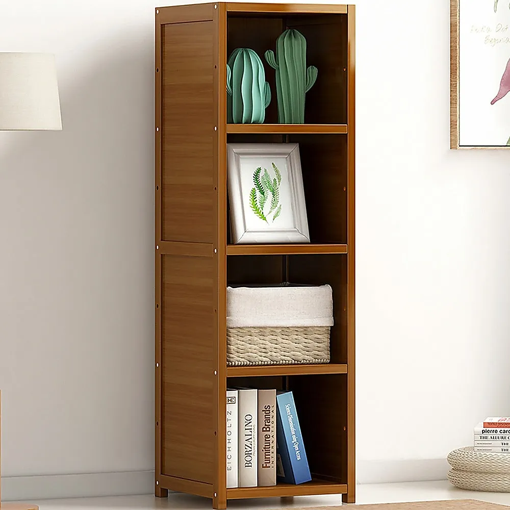 Adjustable Bamboo Shelf Bookcase with 4 Shelves, 8kg Weight