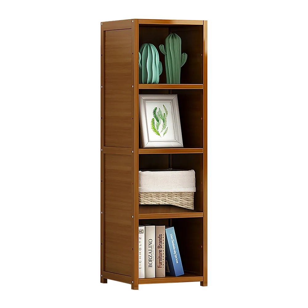 Adjustable Bamboo Shelf Bookcase with 4 Shelves, 8kg Weight