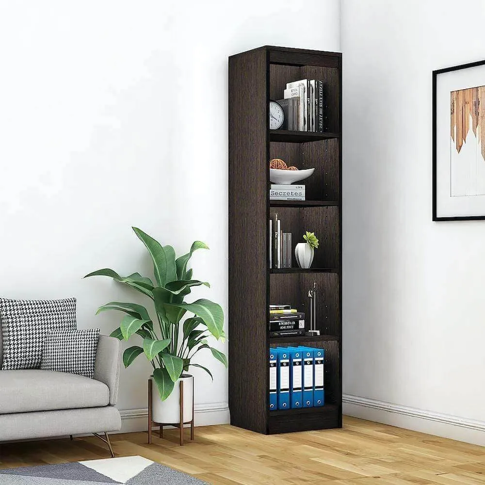 Alpha Bookshelf, 5 shelf Tower, Classic Wenge *Installation Included*