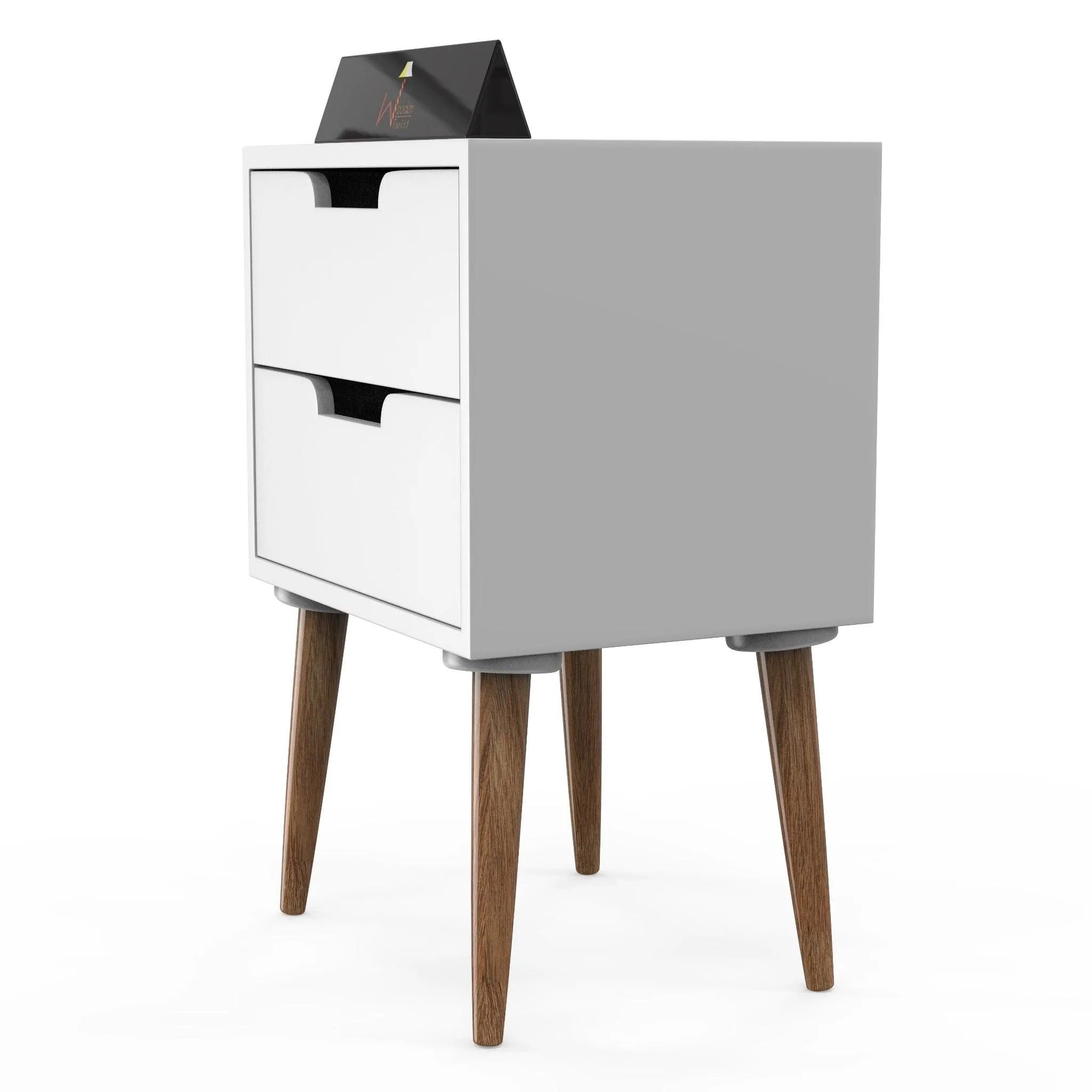 Amazing Bedside Table with Two Drawers (White)