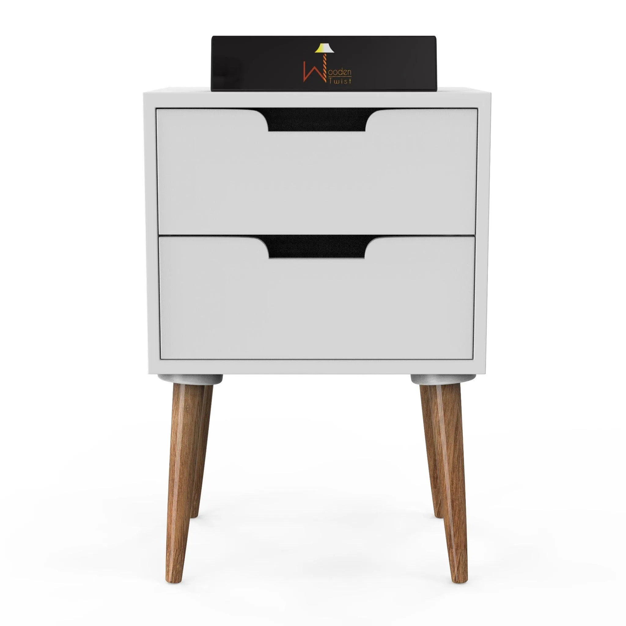 Amazing Bedside Table with Two Drawers (White)