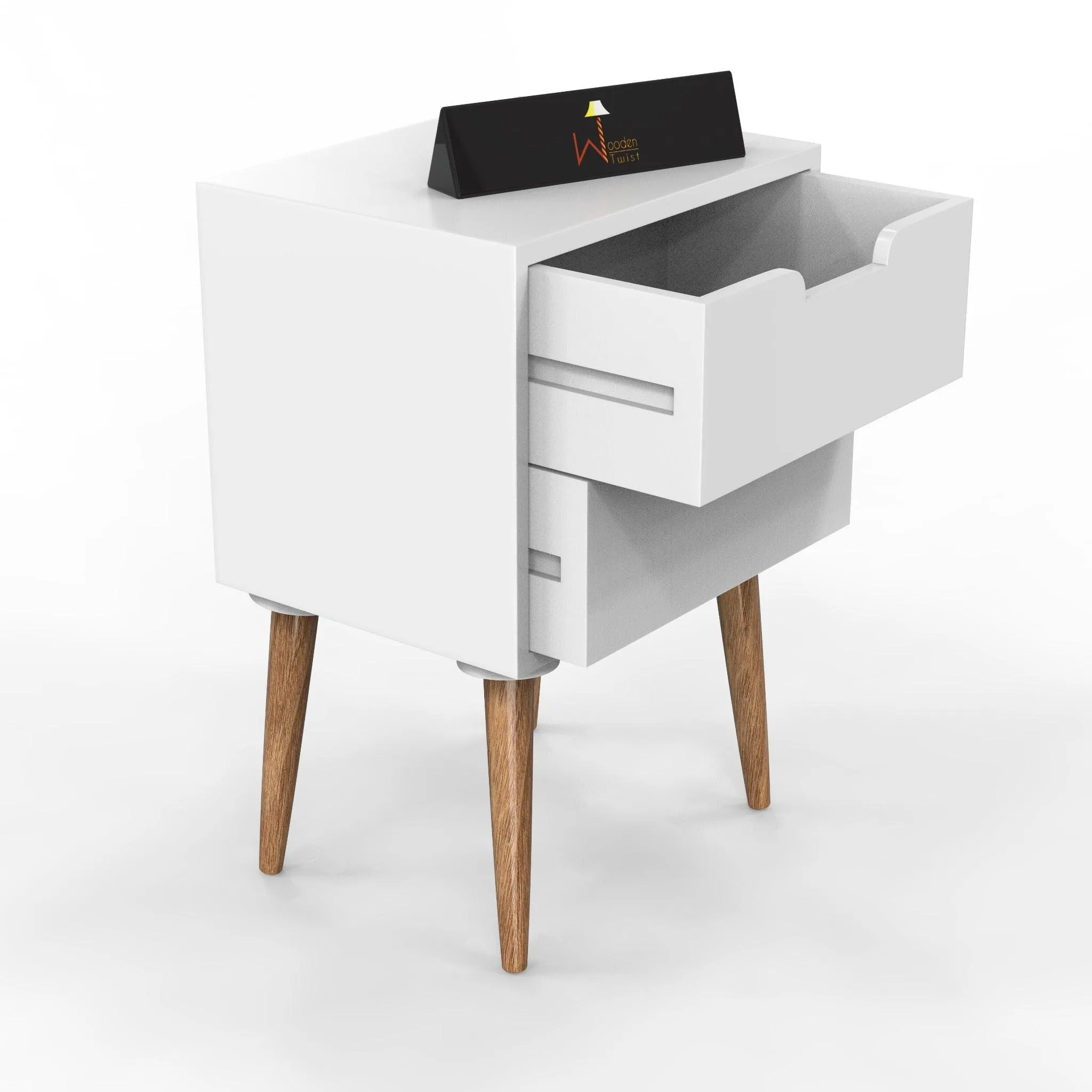 Amazing Bedside Table with Two Drawers (White)