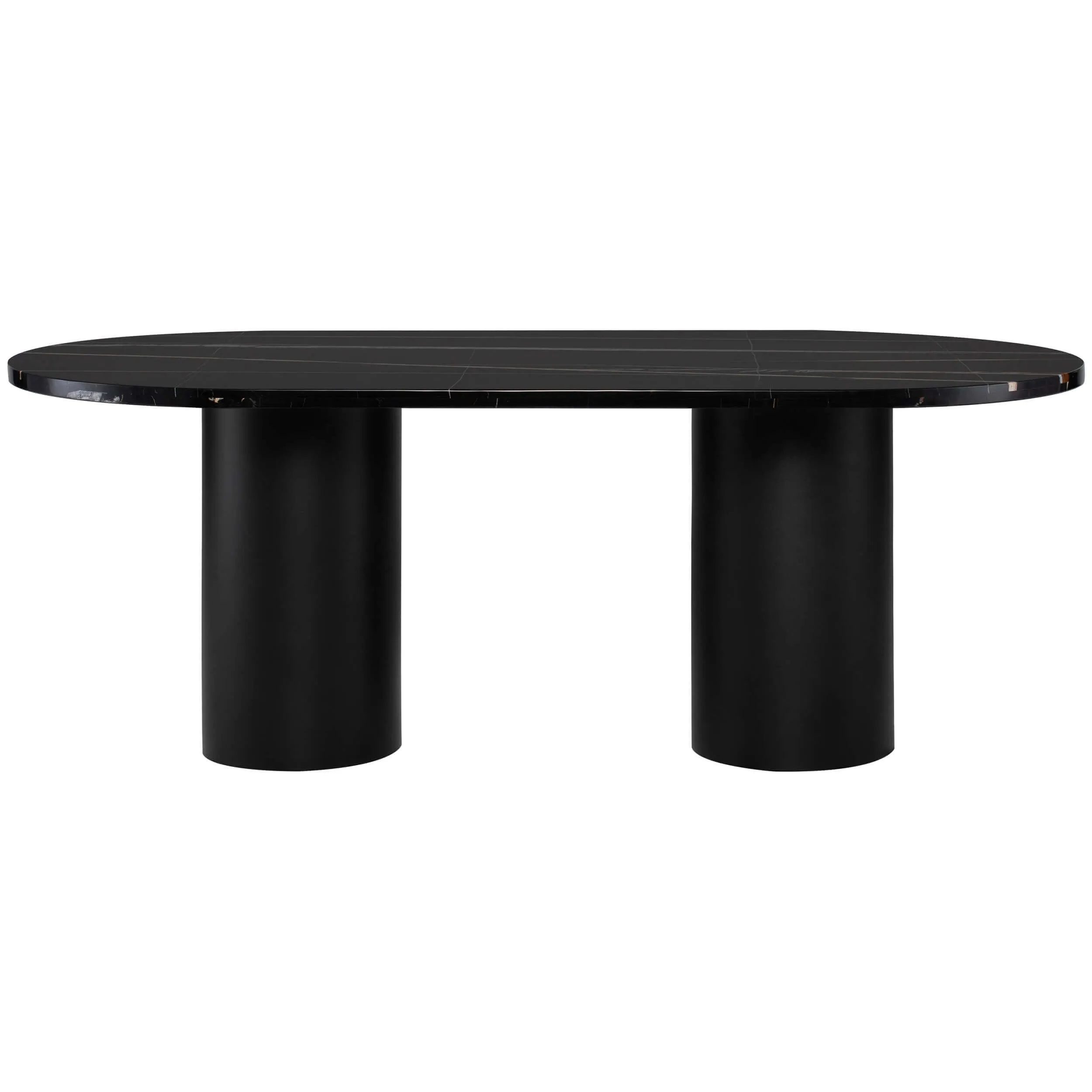 Ande Oval Dining Table, Noir Marble/Matte Black Base