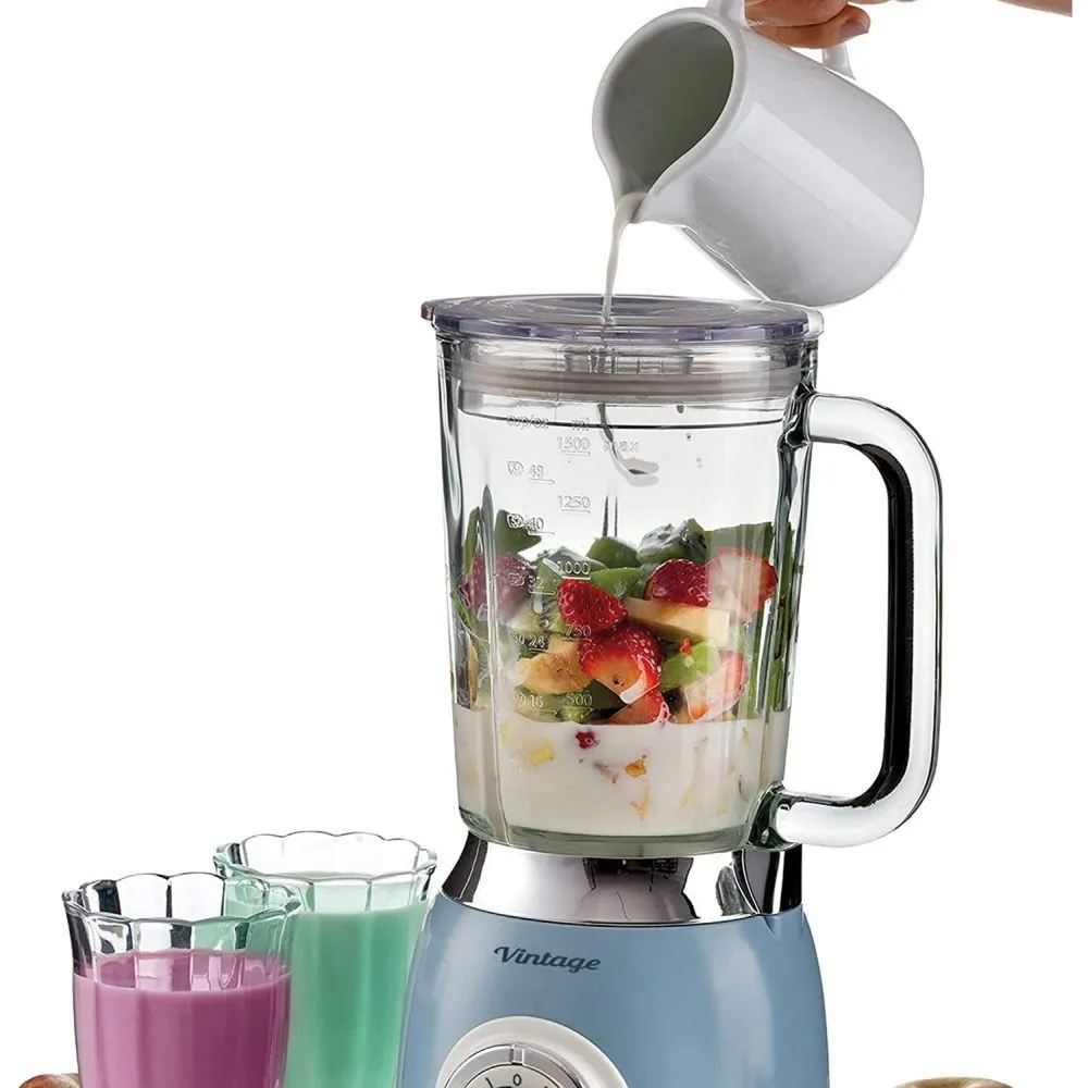 Ariete Vintage Blue 1.5 Litre 1000W Blender with Glass Cup