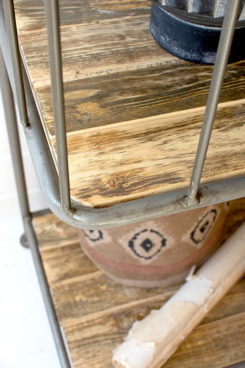 Asymmetrical Wood And Metal  Display Shelf