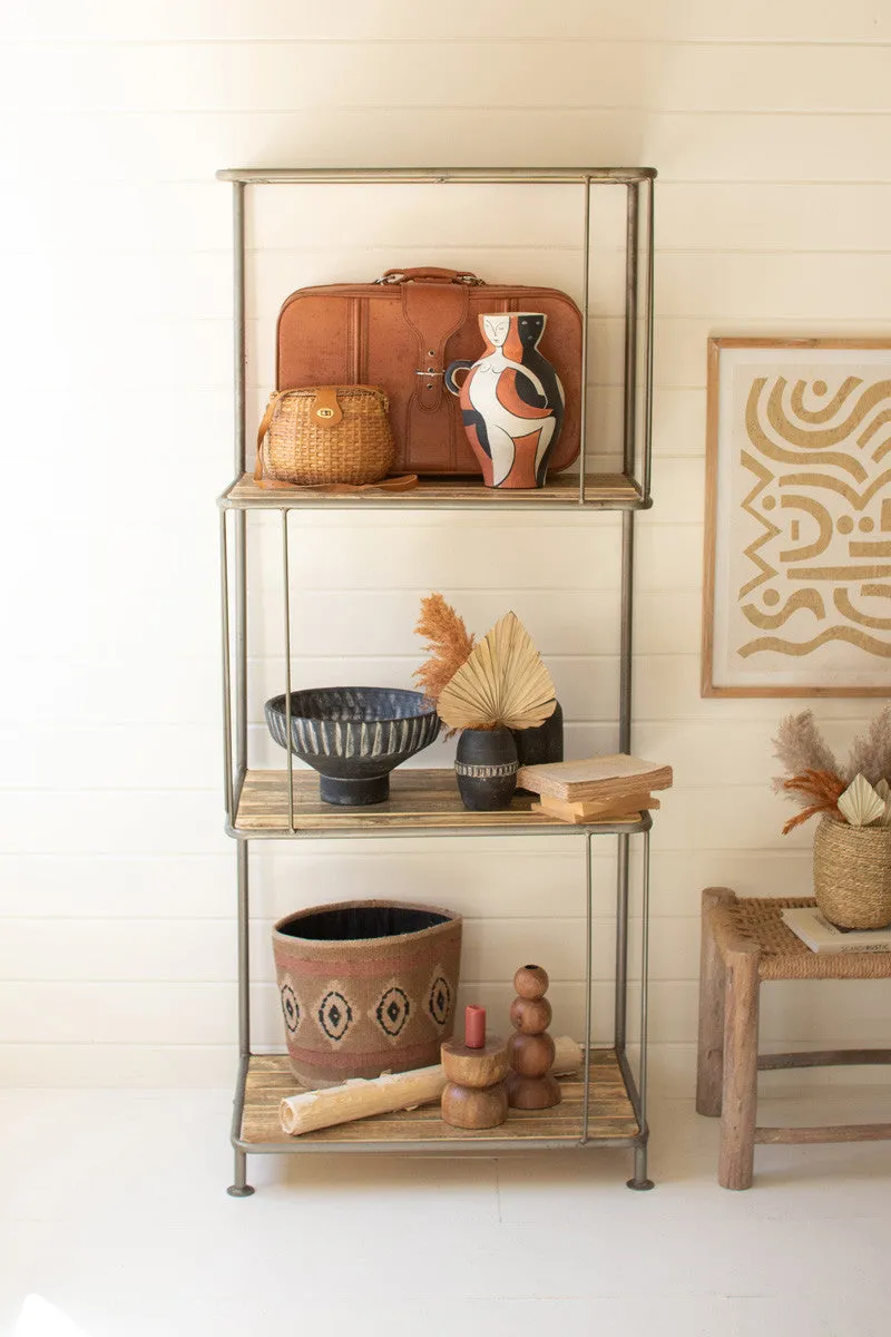 Asymmetrical Wood And Metal  Display Shelf