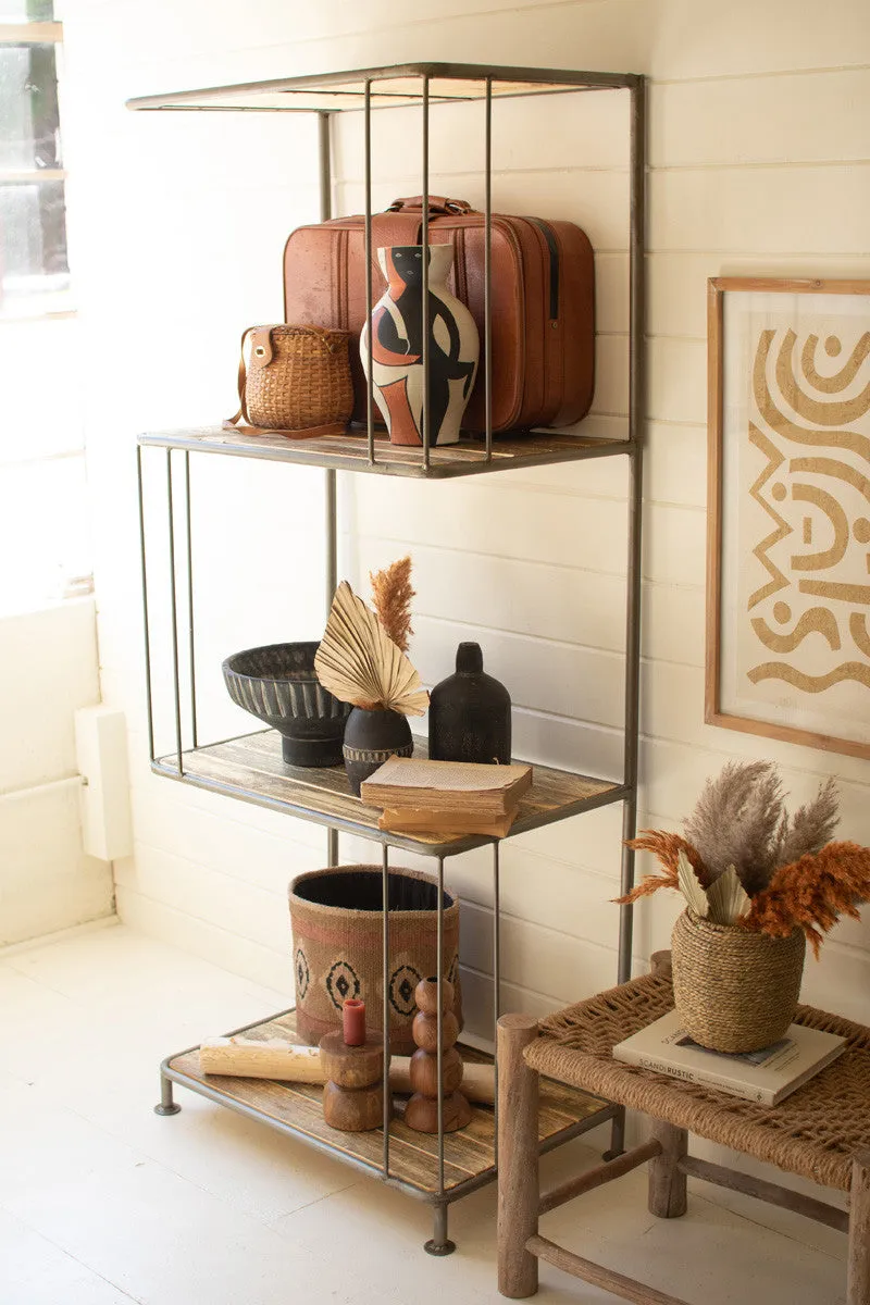 Asymmetrical Wood And Metal  Display Shelf