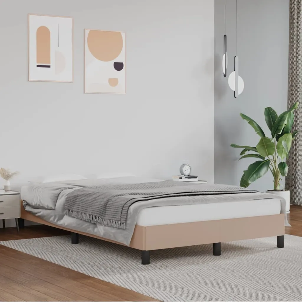 Bed Frame Cappuccino 120x190 cm Small Double Faux Leather