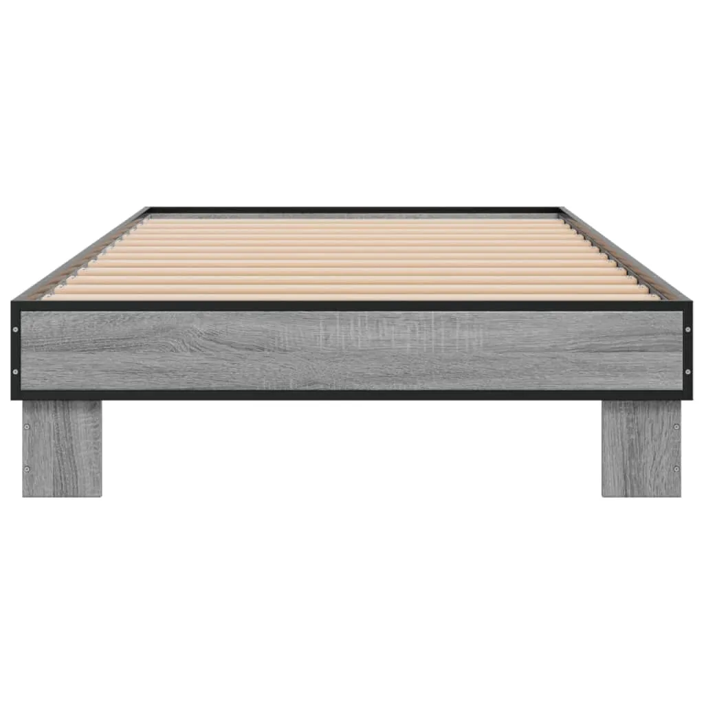 Bed Frame Grey Sonoma 100x200 cm Engineered Wood and Metal