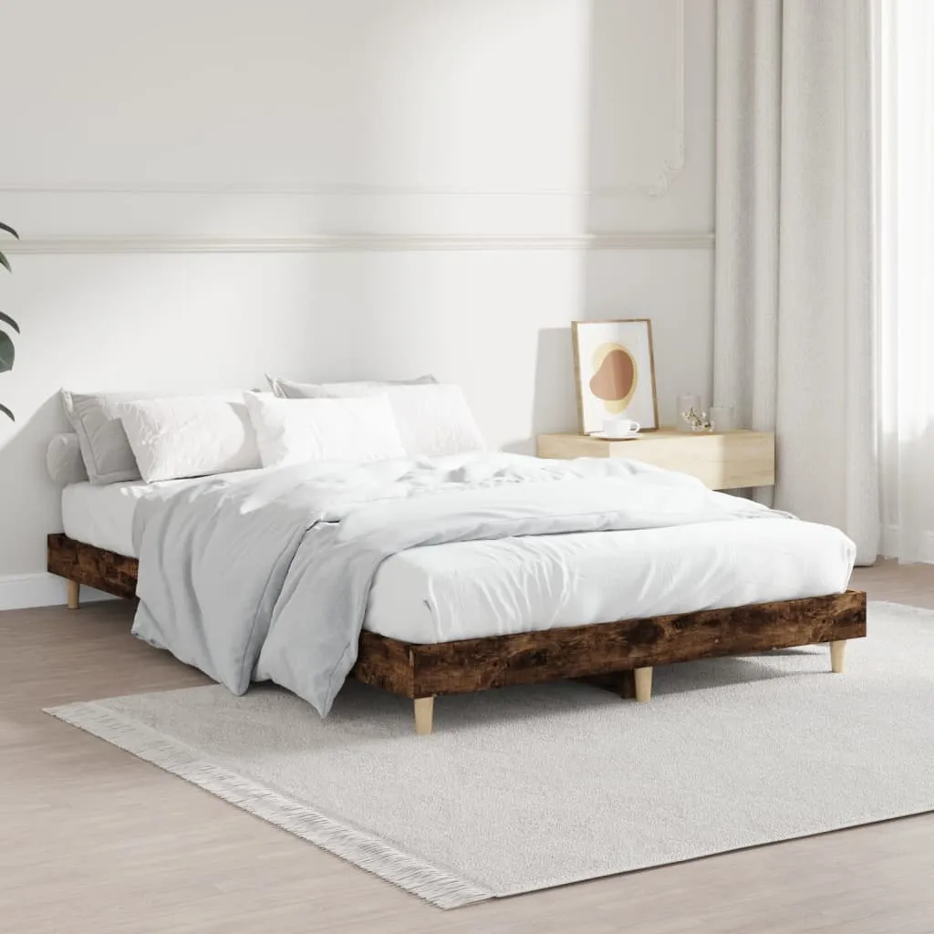 Bed Frame Smoked Oak 120x190 cm Engineered Wood