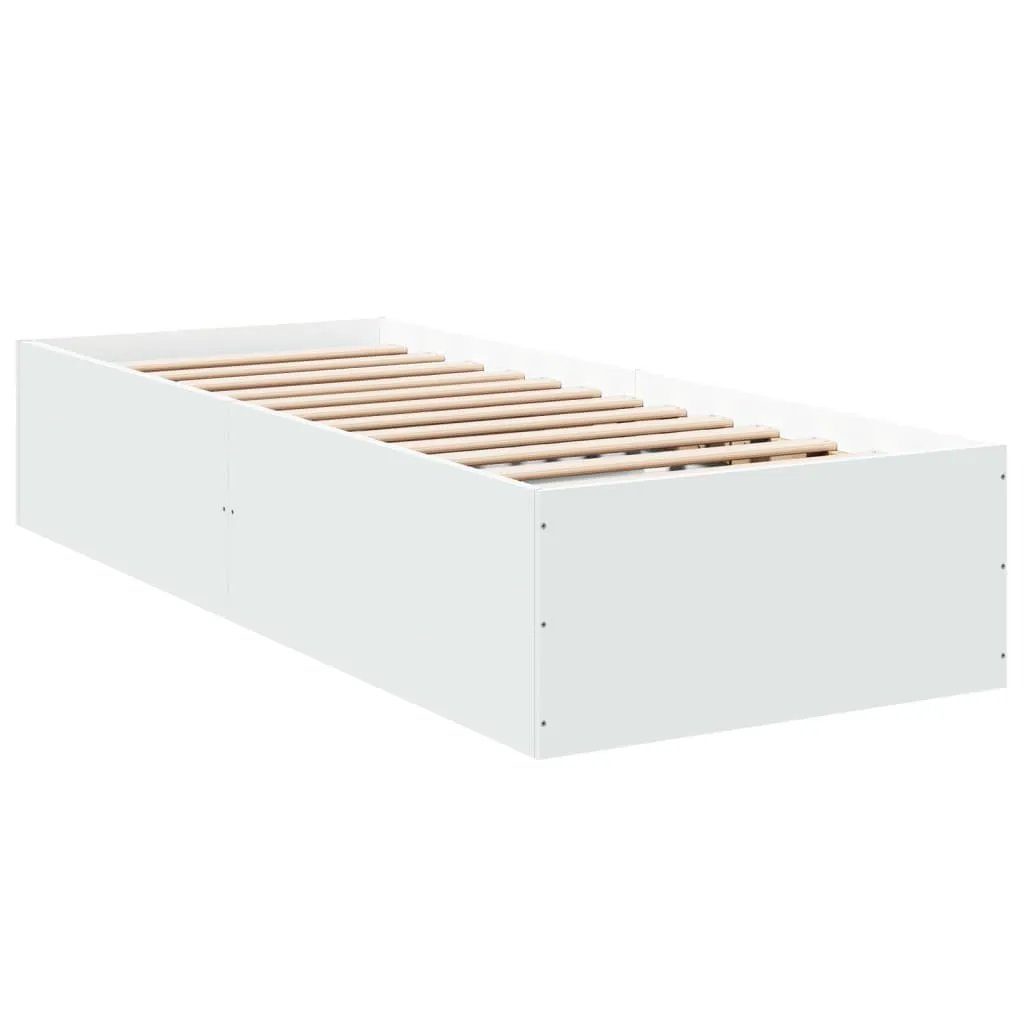 Bed Frame White 75x190 cm Small Single Engineered Wood