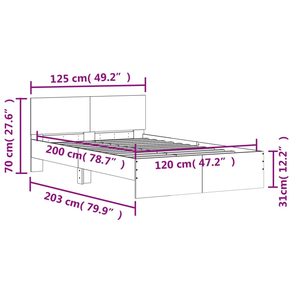 Bed Frame with Headboard Black 120x200 cm