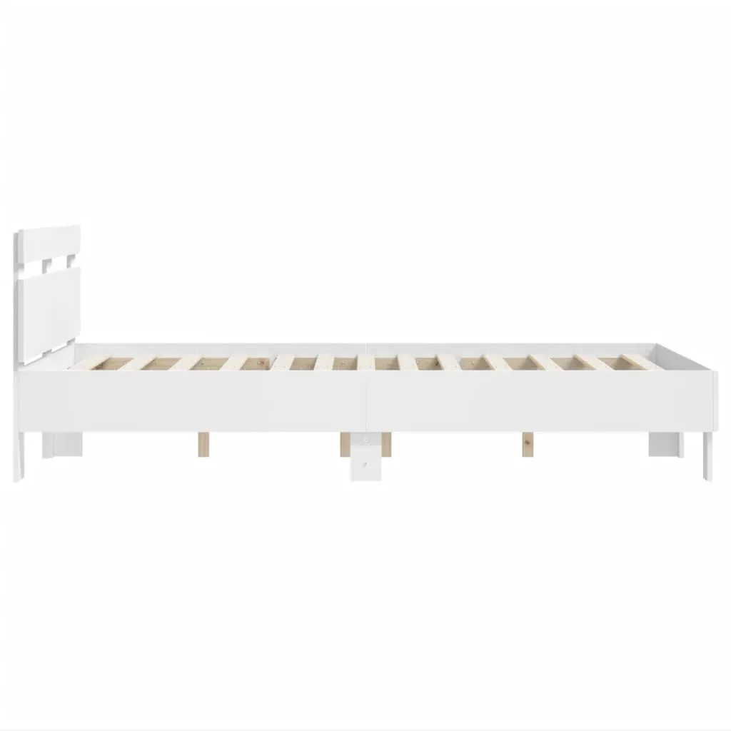 Bed Frame with Headboard White 120x190 cm Small Double Engineered Wood