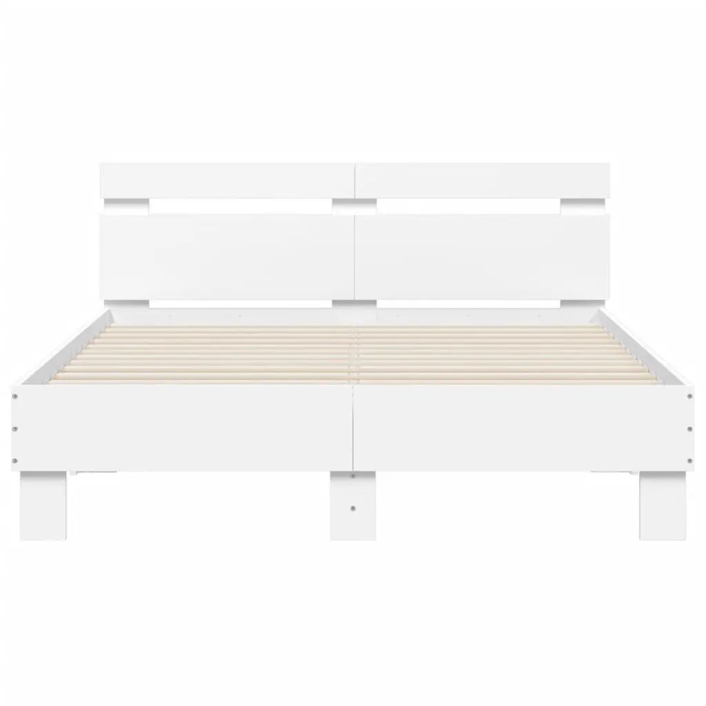 Bed Frame with Headboard White 120x190 cm Small Double Engineered Wood