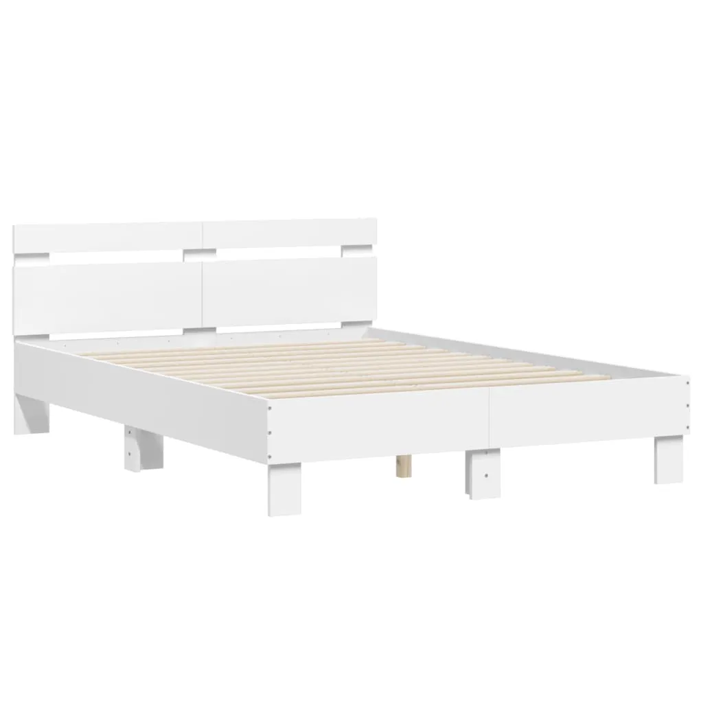 Bed Frame with Headboard White 120x190 cm Small Double Engineered Wood