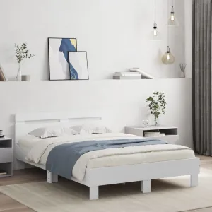 Bed Frame with Headboard White 120x190 cm Small Double Engineered Wood