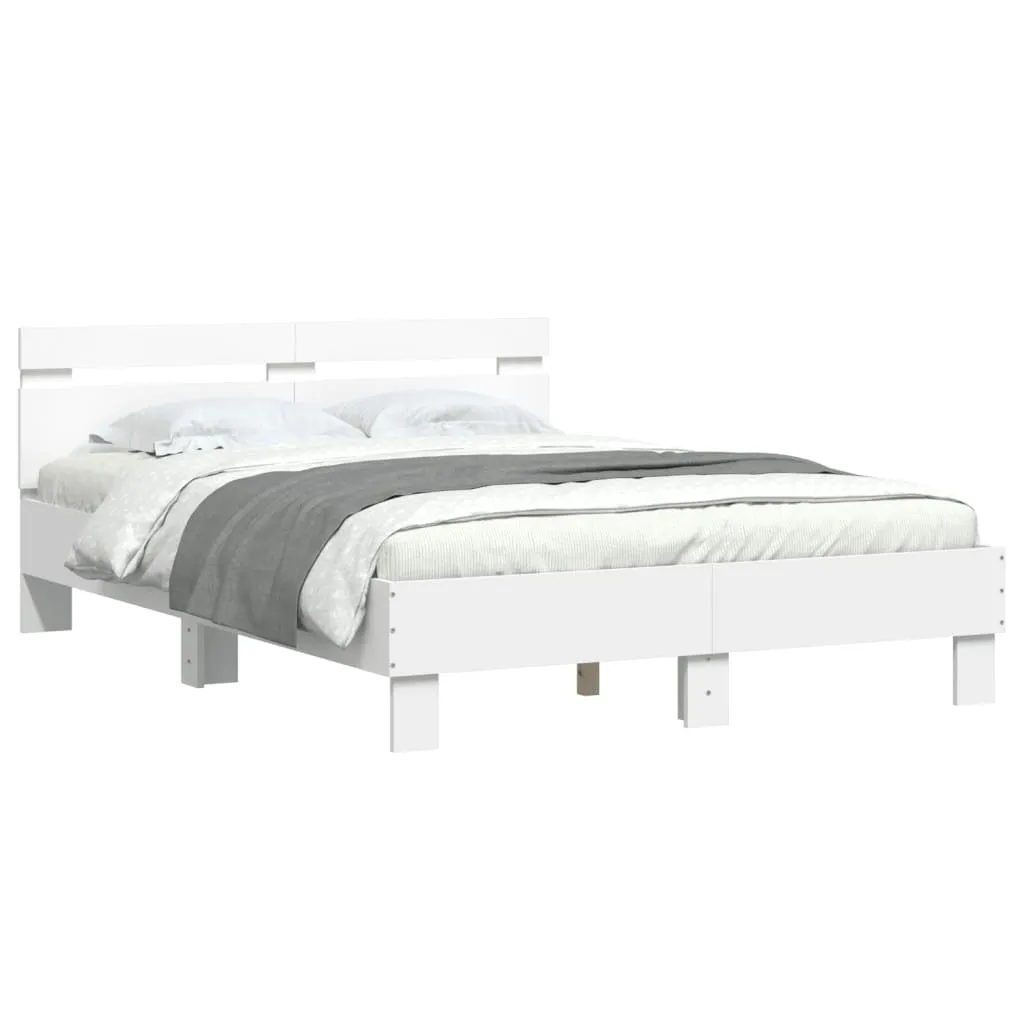 Bed Frame with Headboard White 120x190 cm Small Double Engineered Wood