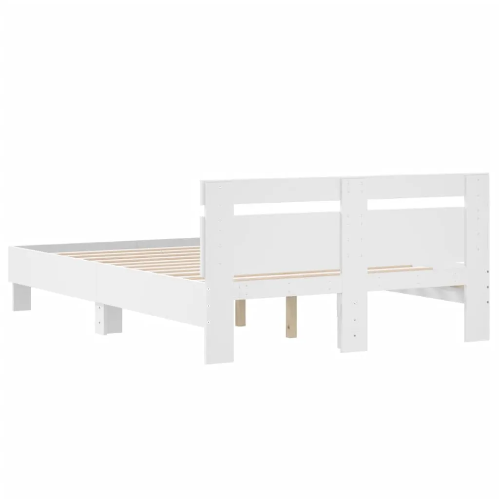 Bed Frame with Headboard White 120x190 cm Small Double Engineered Wood