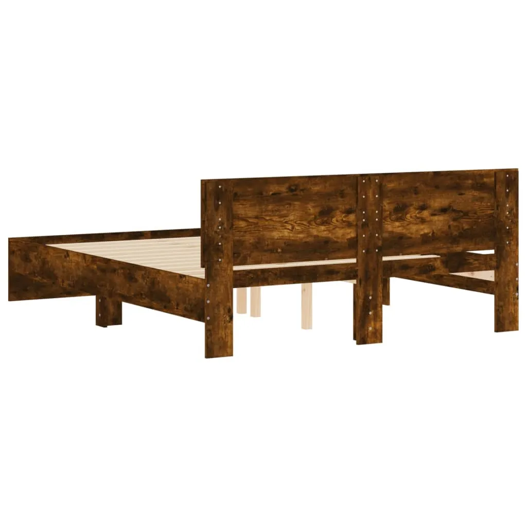 Bed Frame without Mattress Smoked Oak 150x200 cm King Size