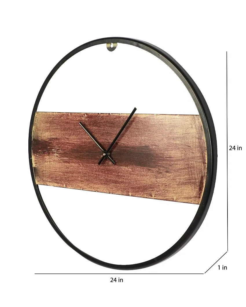 Black & Brown Round Iron Wall Clock | 20 x 20 x 2 inches