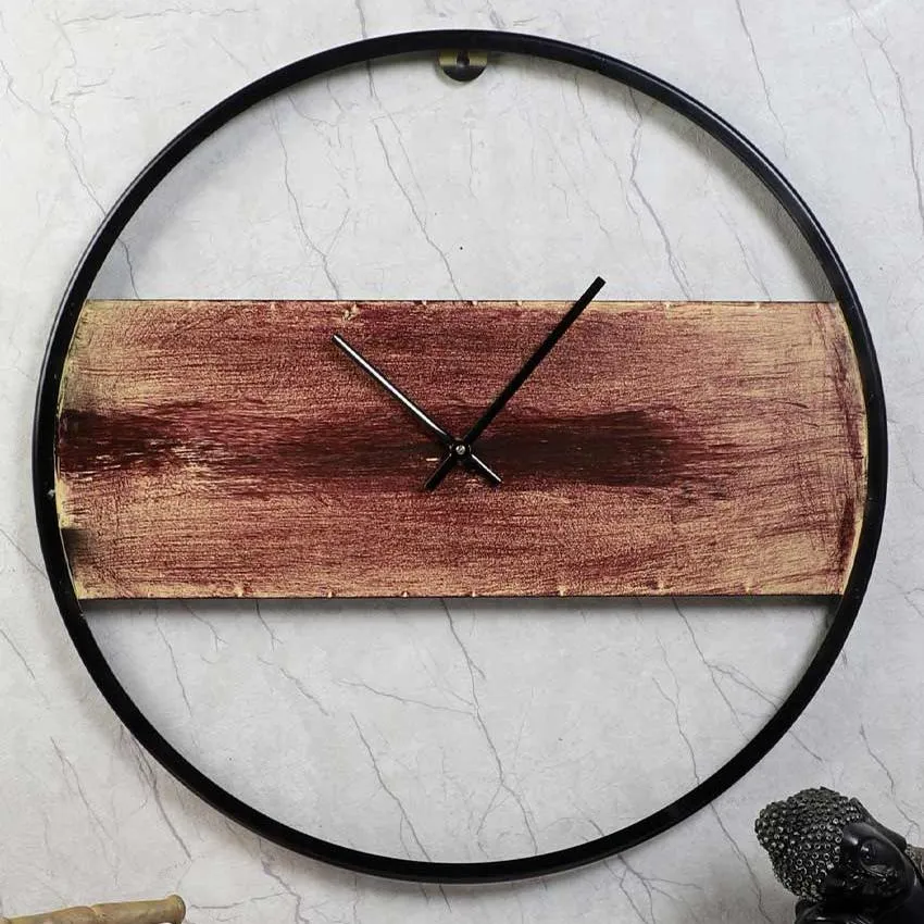 Black & Brown Round Iron Wall Clock | 20 x 20 x 2 inches