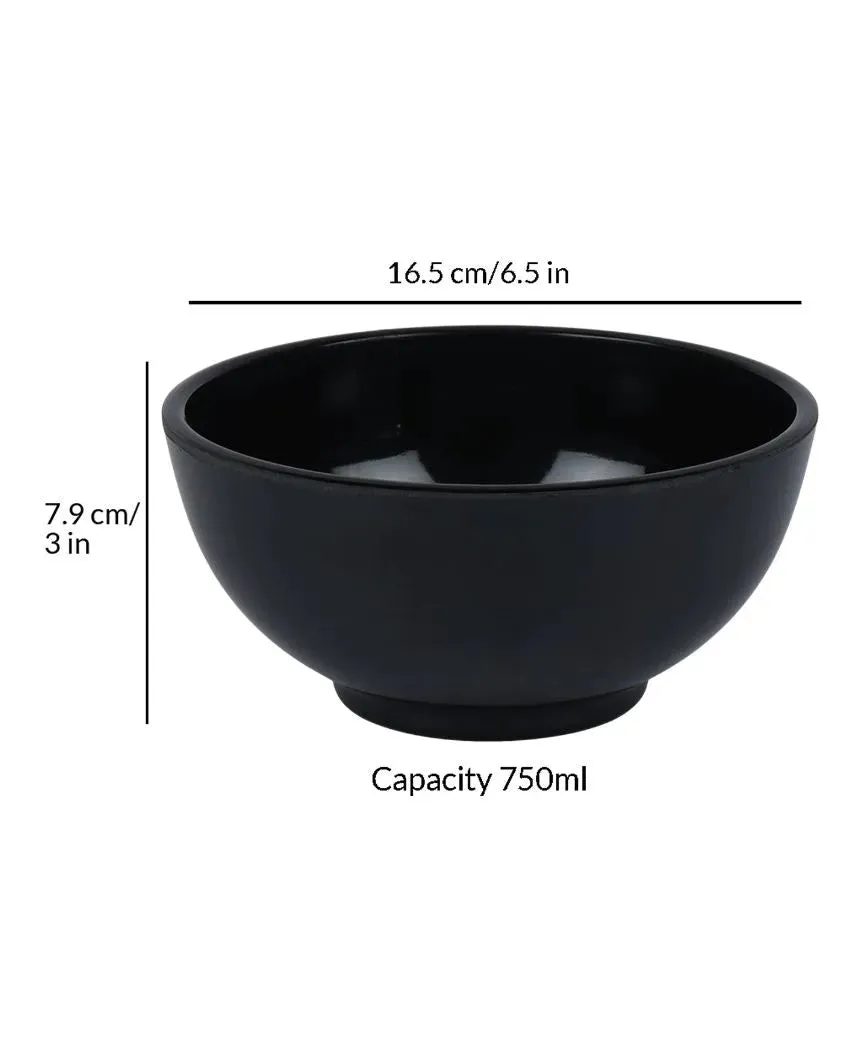 Black Coloured Melamine Serving Bowls | Set Of 2