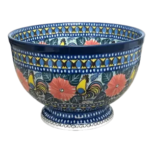 Bowl, Round, Deep, Pedestal, 10" in "Regal Roosters" by Ceramika Artystyczna | A215-U2617