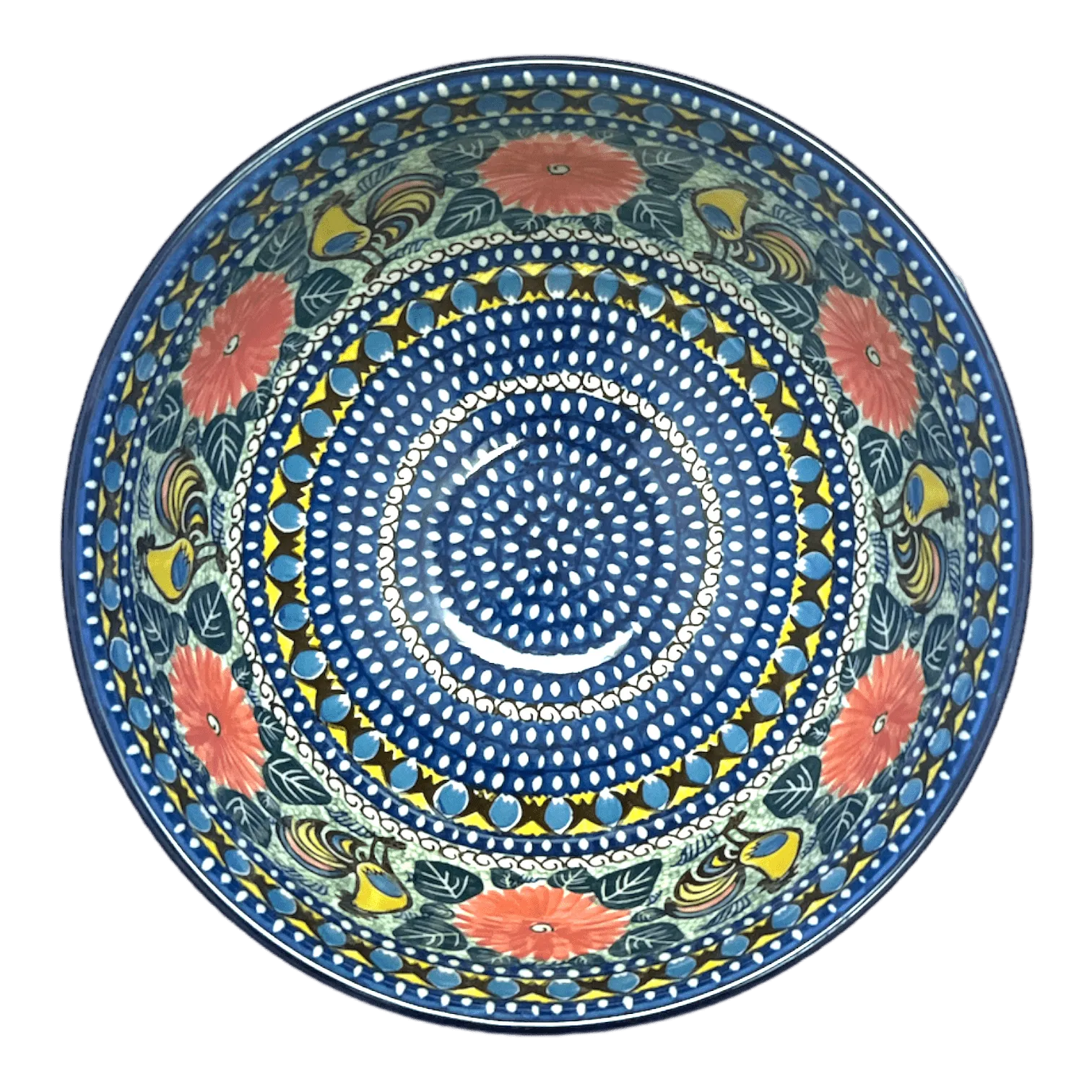 Bowl, Round, Deep, Pedestal, 10" in "Regal Roosters" by Ceramika Artystyczna | A215-U2617