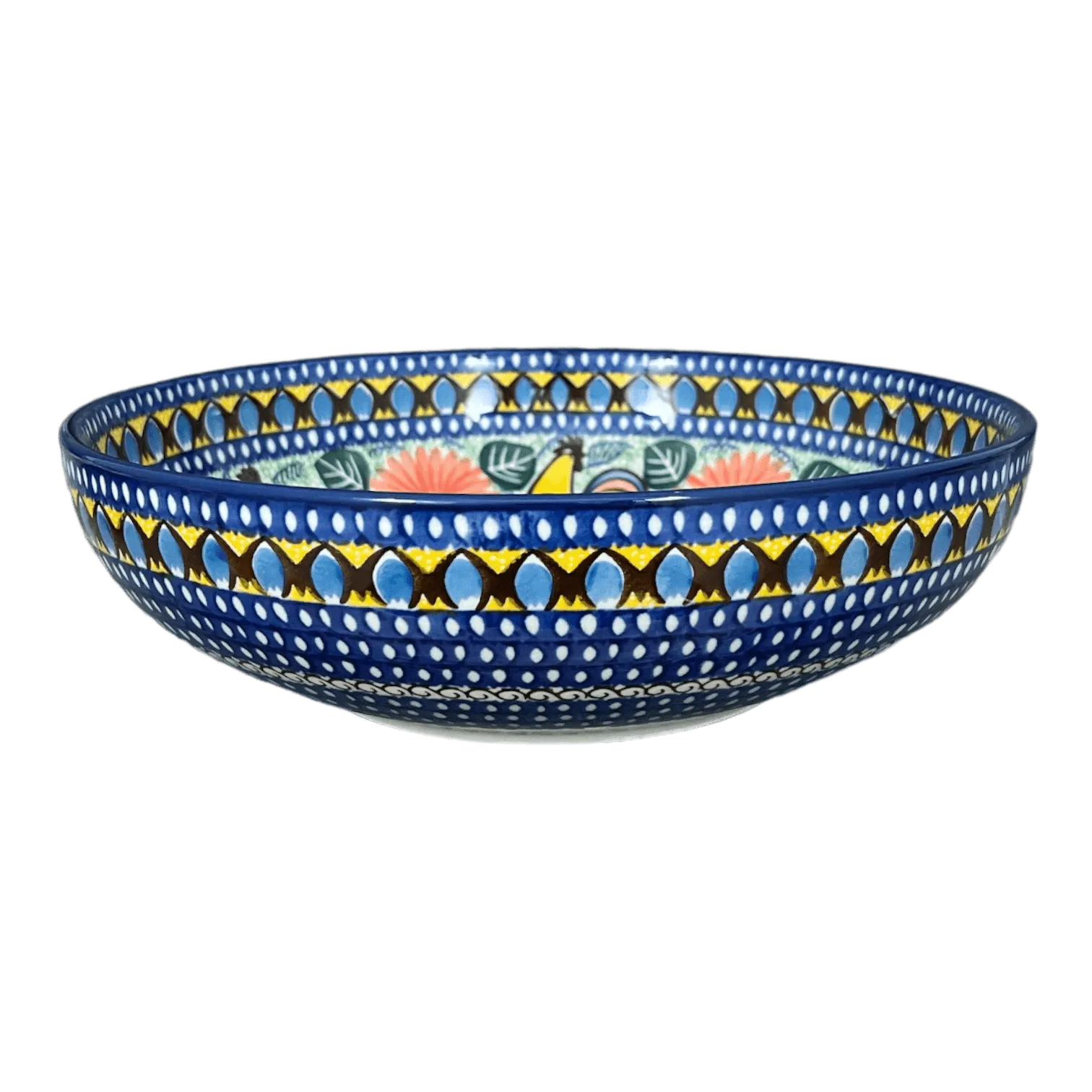 Bowl, Round, Serving, 10.5" in "Regal Roosters" by Ceramika Artystyczna | AC36-U2617