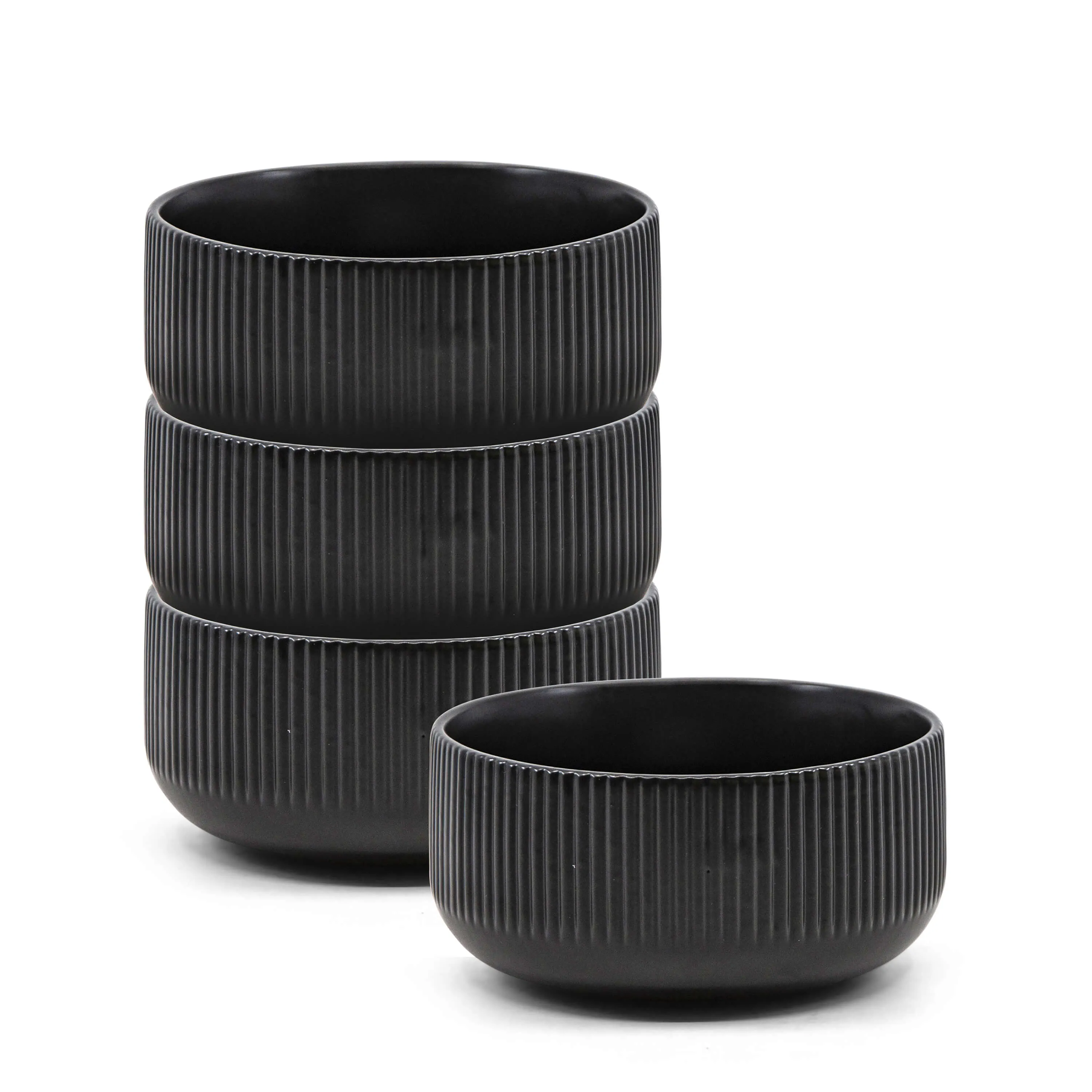 Brae Rice Bowls 12 x 6cm - Set of 4 - Black