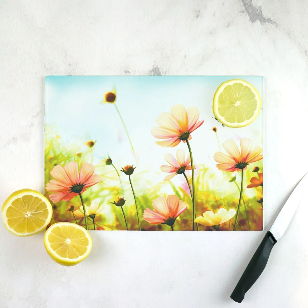 Bumbling Bee Tempered Glass Cutting Board 15.75" X 11.5" - Designed by Michigan Artists