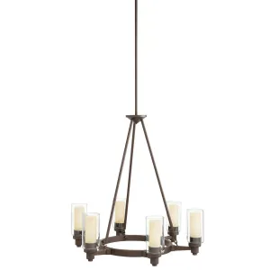 Circolo 27" 6-Light Chandelier 1-Tier with Clear Glass, Olde Bronze Finish