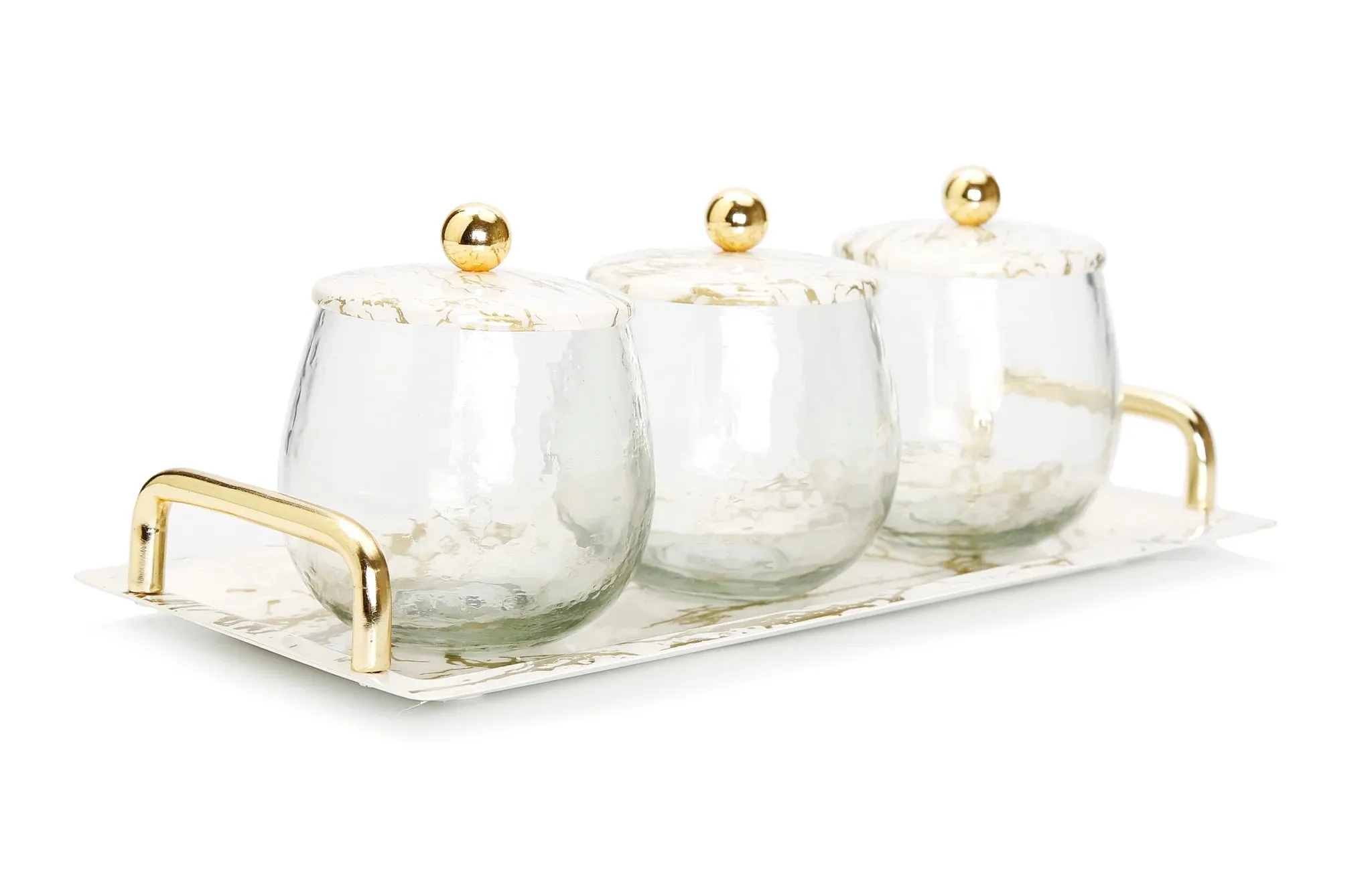 Classic Touch Gold Marble 3 Bowl Serving Dish