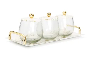 Classic Touch Gold Marble 3 Bowl Serving Dish