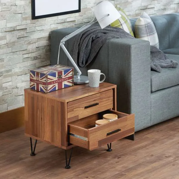 Contemporary 2 Drawers Wood Nightstand By Deoss, Brown  By Benzara